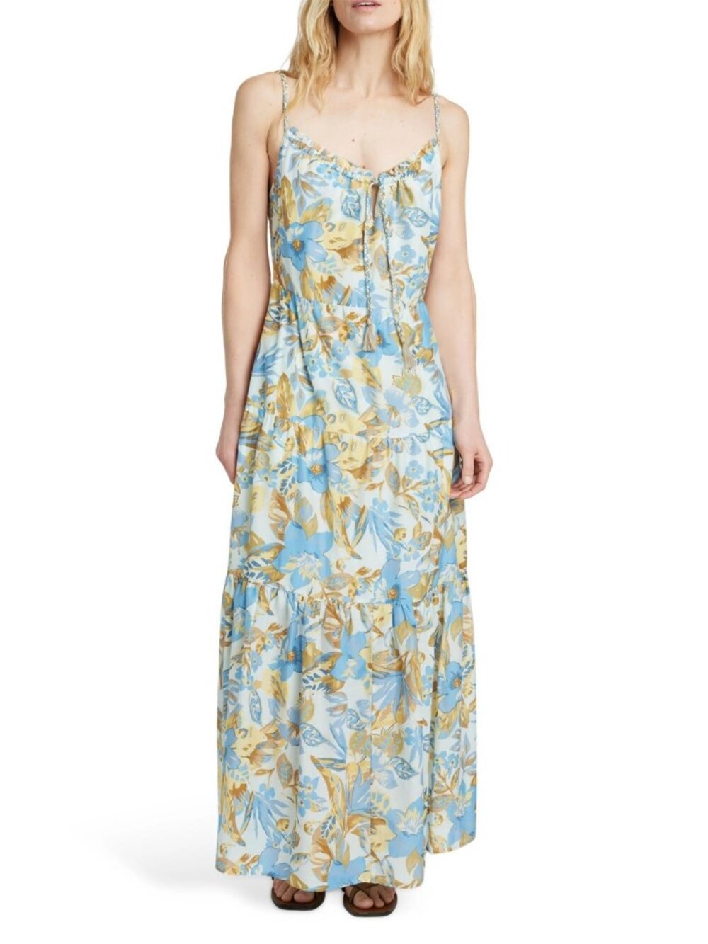 Faherty Sun Chaser Womens Cotton Silk Maxi Summer Dress Paradise Blossom Size XS